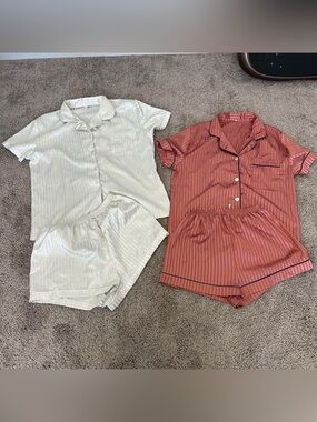 Women's Sleepwear Satin Shirt and Shorts Pajama Set Size Medium sleepwear Bundle